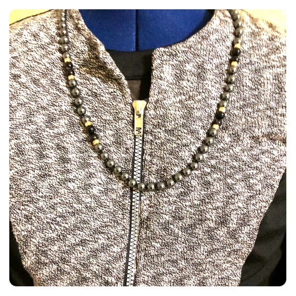 Hand Crafted Jewelry - 24” Hematite and onyx necklace